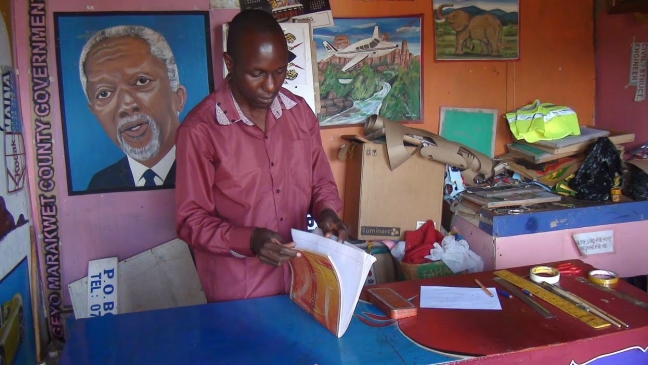 Stanslaus Bwire in his work station