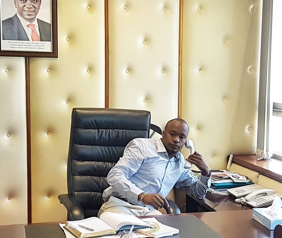 Jaguar working in his office