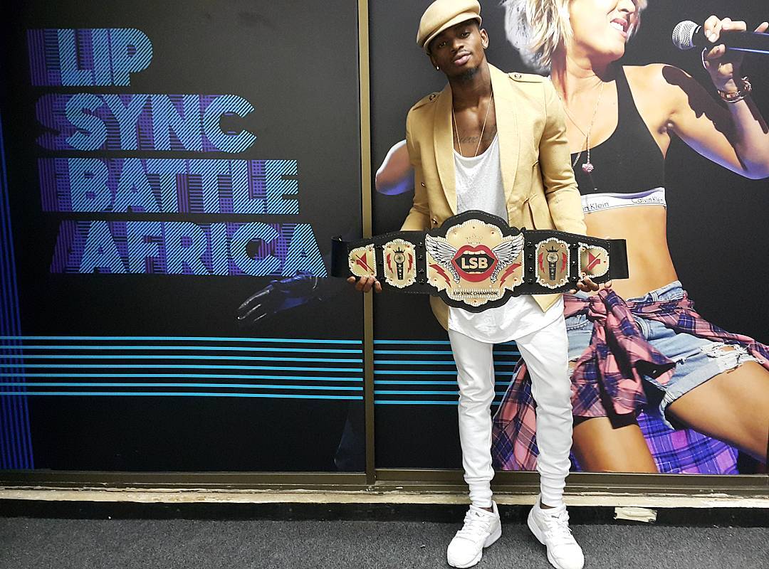 Diamond Platnumz with the LSBA championship belt