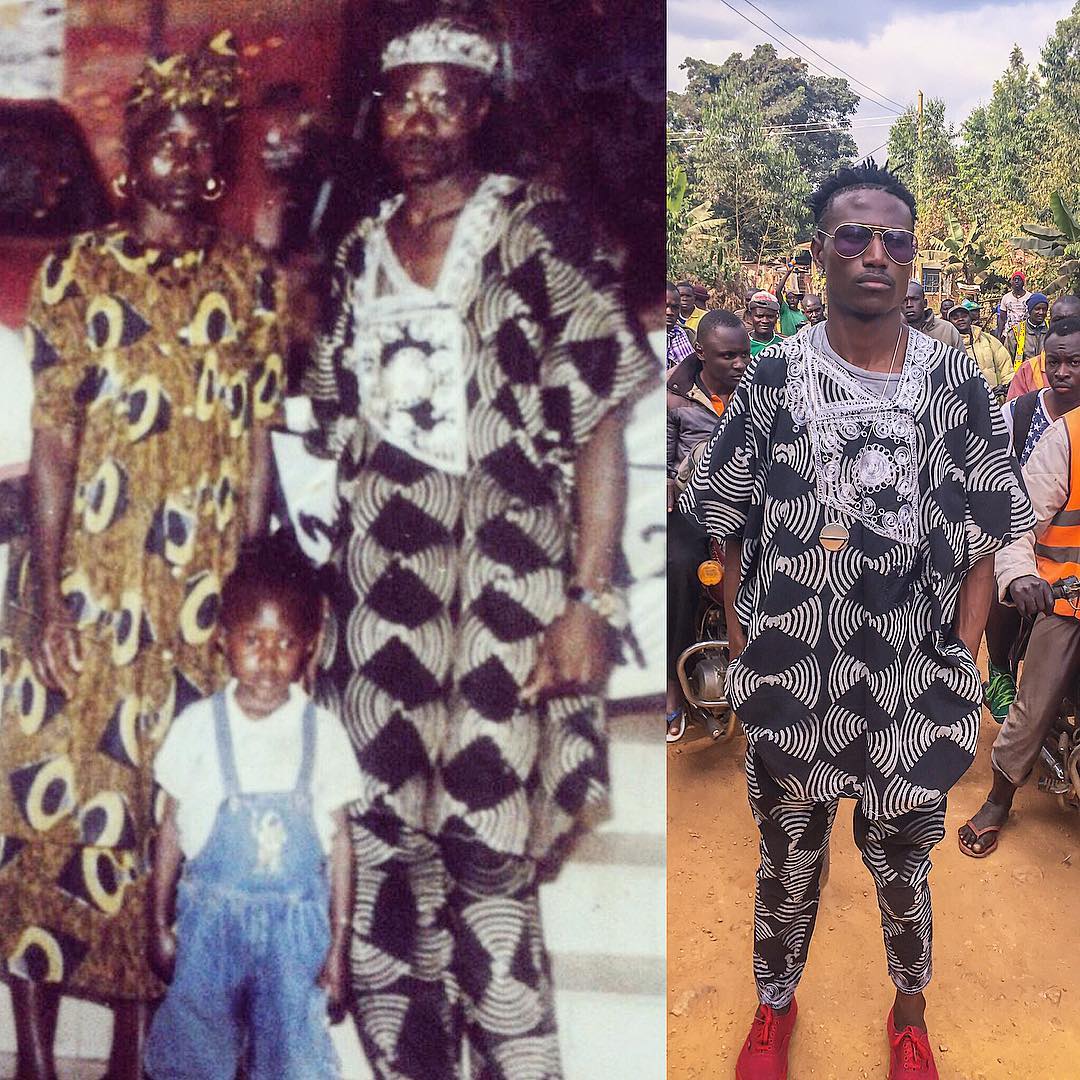 Left: younger Octopizzo with his dad and mum. Right: Octopizzo