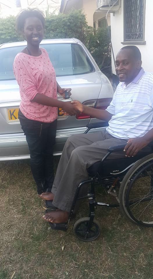 Richard Chacha giving his daughter keys to her new ride Mercedes Benz E200 | Facebook