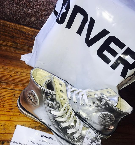 Fifi Cooper's Converse's silver Chuck Taylor