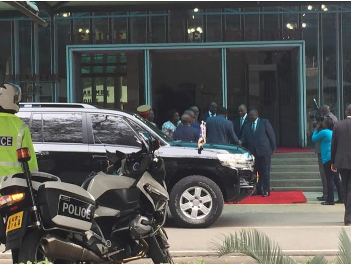 President Uhur Kenyatta entering his Harambee House office