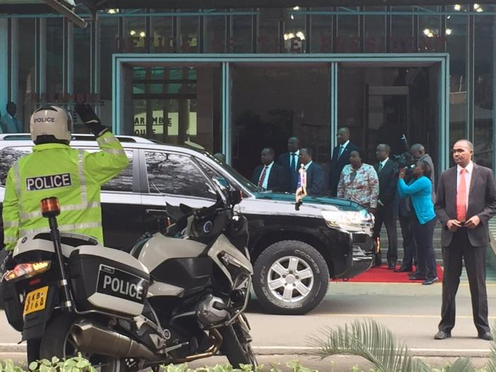 President Uhuru Kenyatta entering his Harambee House office