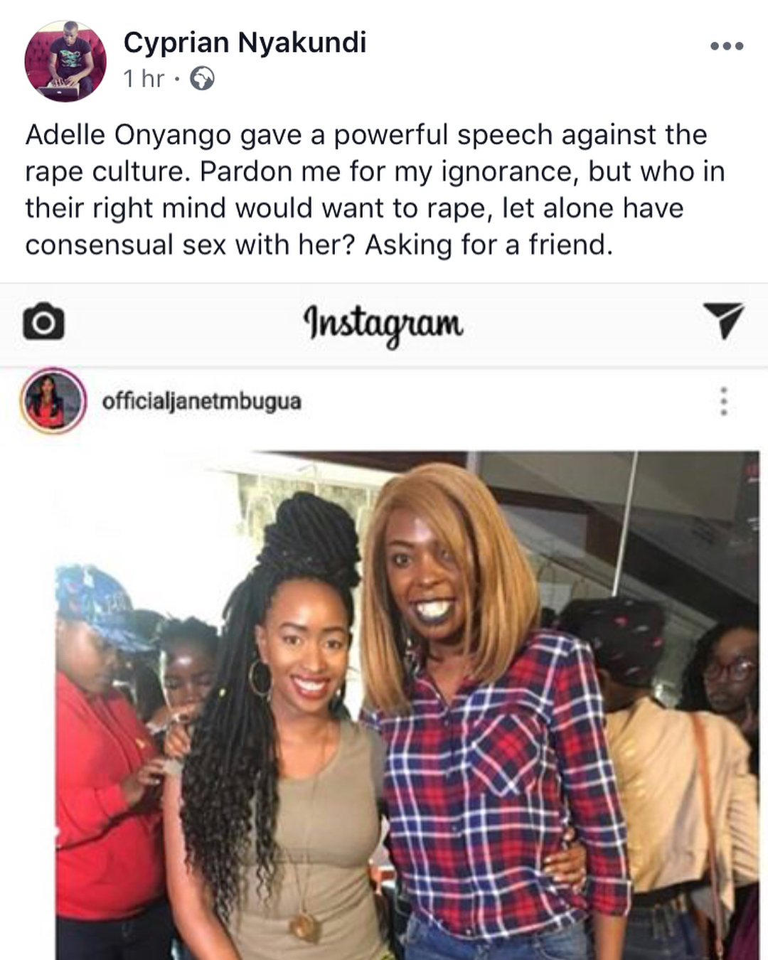 Cyprian Nyakundi insensitive rape comments