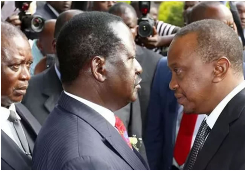 Raila Odinga and Uhuru Kenyatta.meeting