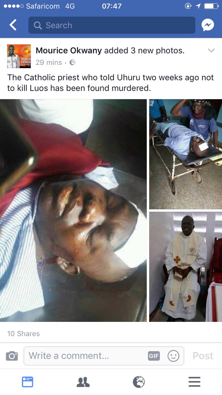 Father Evans Oduor in hospital