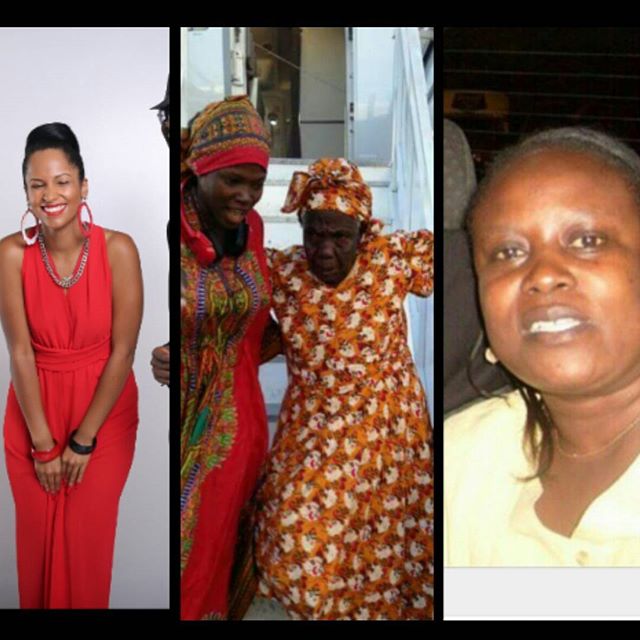 (From left) Eric Omondi's fiance, sister, grandma, and mother