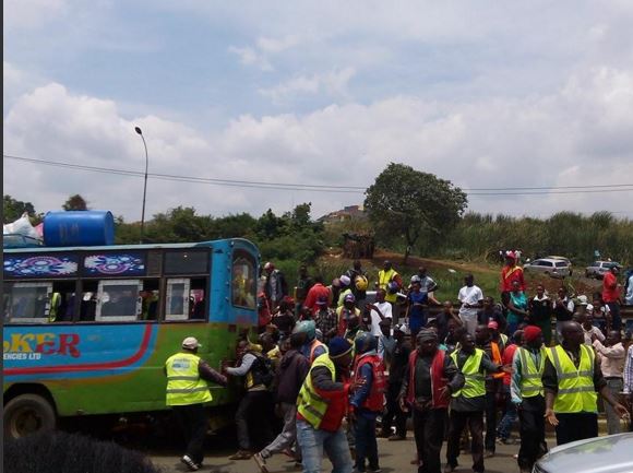 Photos:Bus Burns Along Thika Road Near Roysambu After Hitting a ...