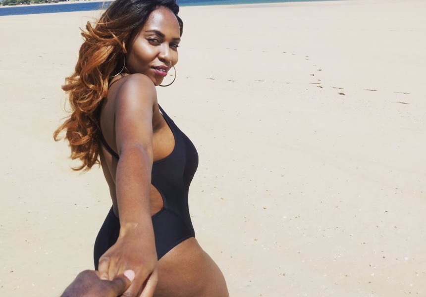 gorgeous Dela on a beach