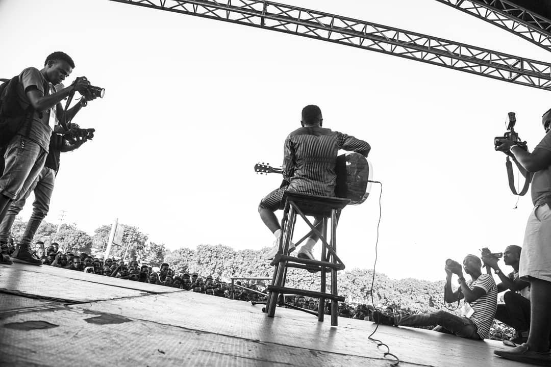 Mbosso performing to a crowd in Yanga satdium. photo credit: Instagram/mbosso_