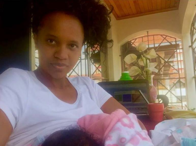 Pierra Makena breastfeeds her daughter Ricca Pokot