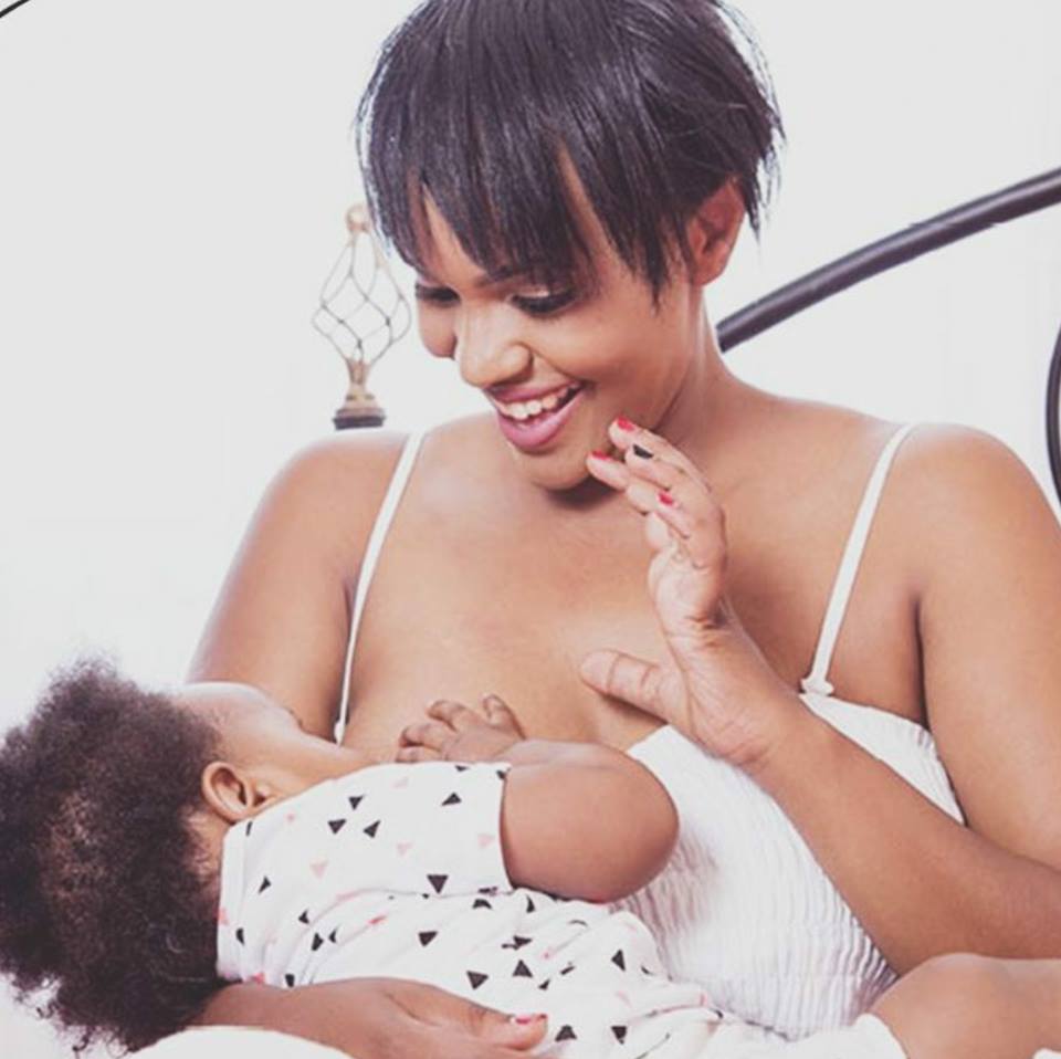 Pierra Makena breastfeeds her daughter Ricca Pokot
