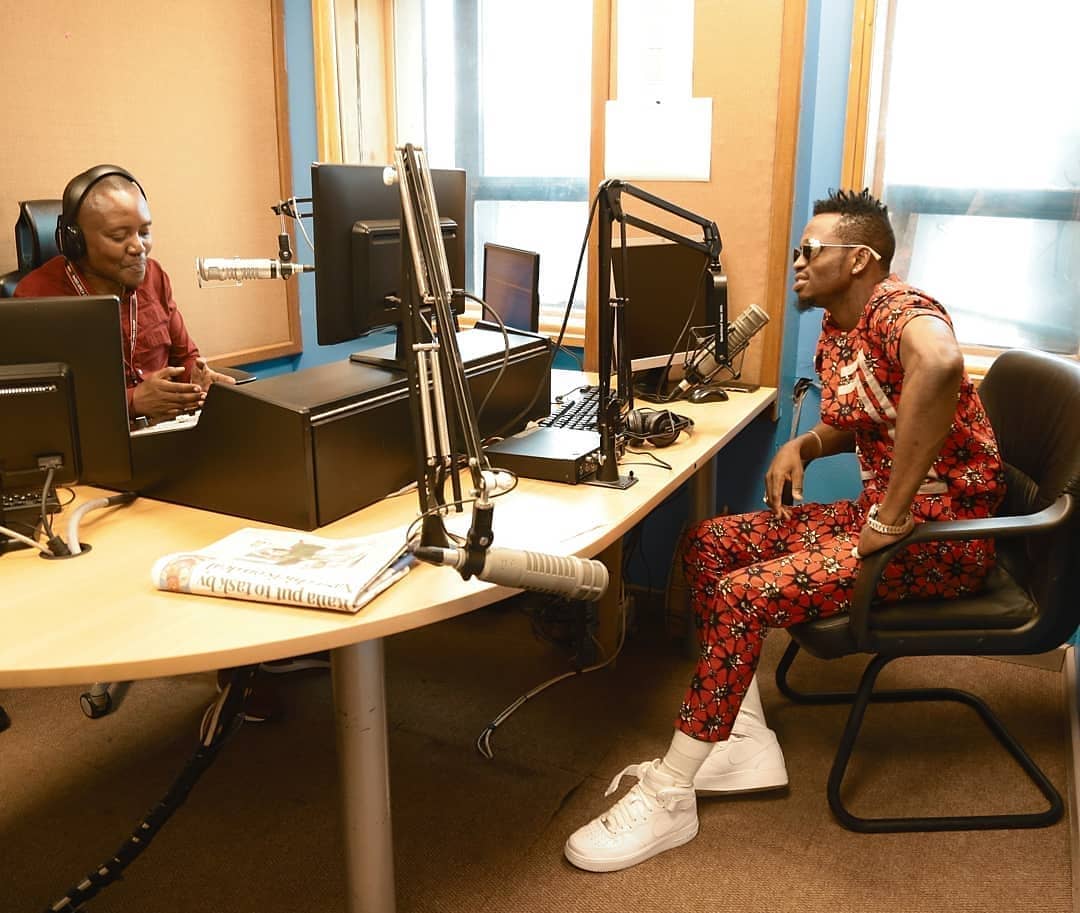 Diamond Platnumz's Classic FM radio interview with Maina Kageni. photo credit: Instagram/mainawakageni