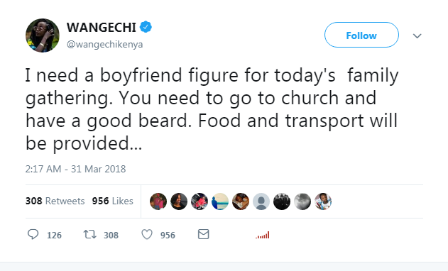 Wangechi's official tweet