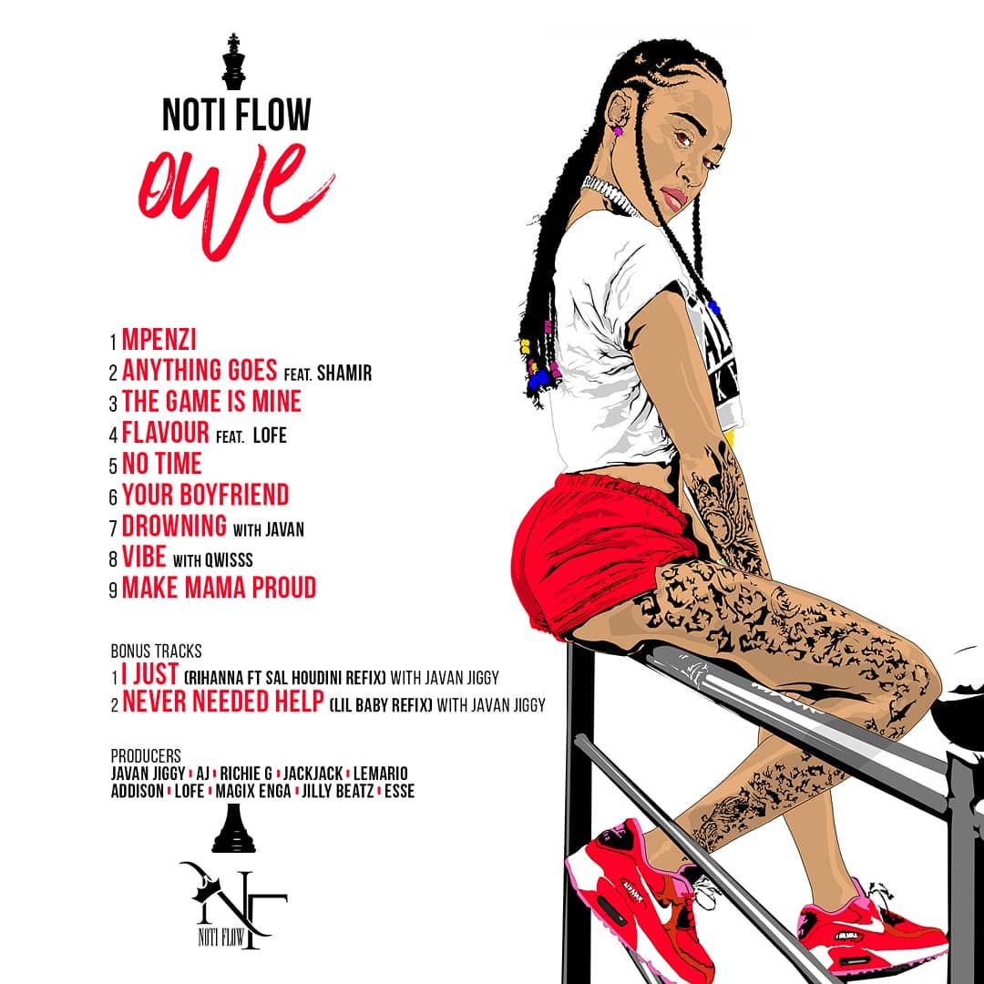 Notiflow's 'OWE' EP cover art as designed by flymedia254. photo credit: Instagram/notiflow