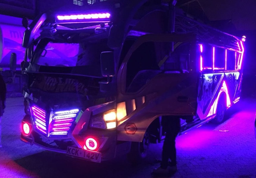 Mack Bully matatu at night