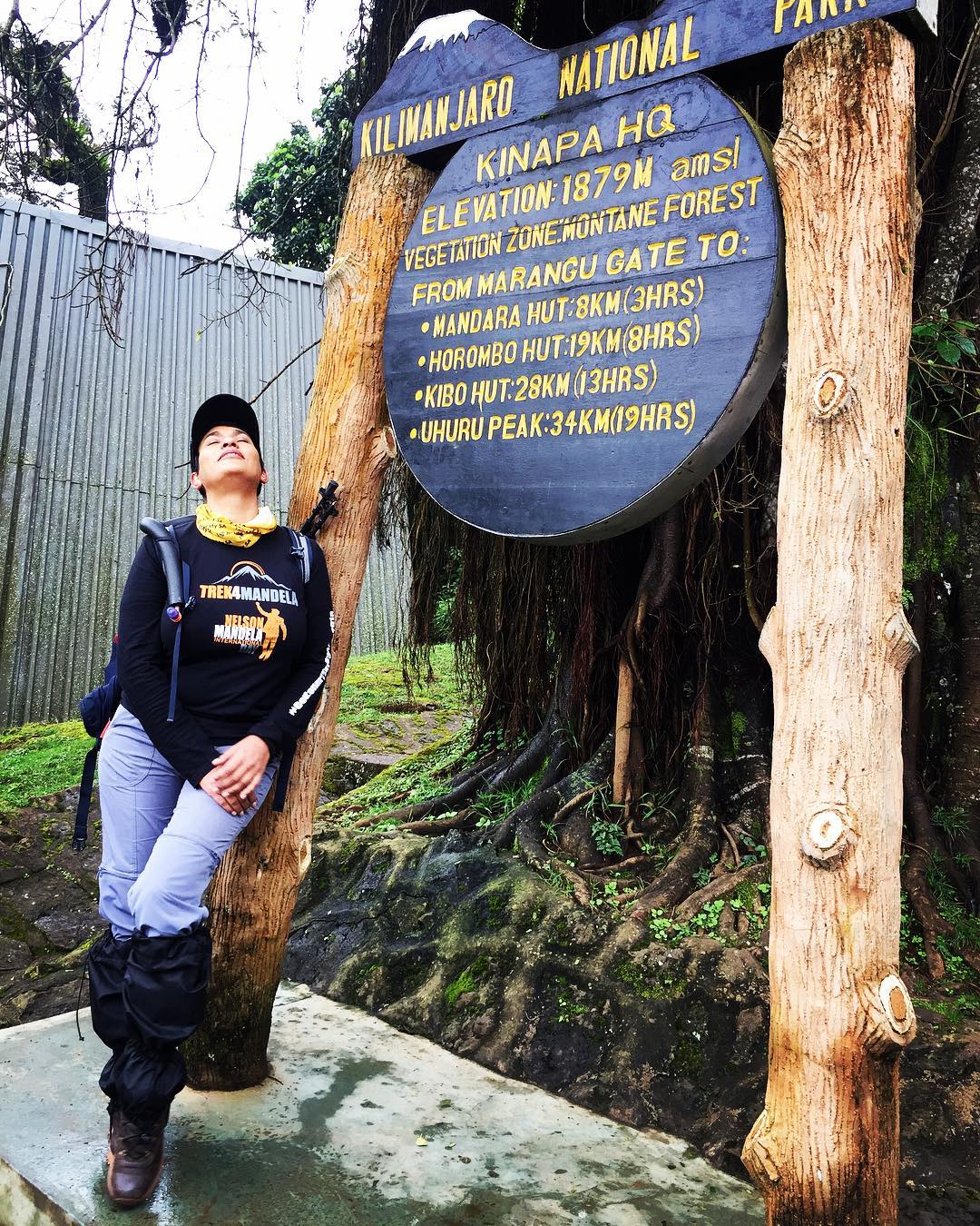 AKA's mother, Lynn Forbes excited before the climb. photo credit: Instagram/lynnforbesza
