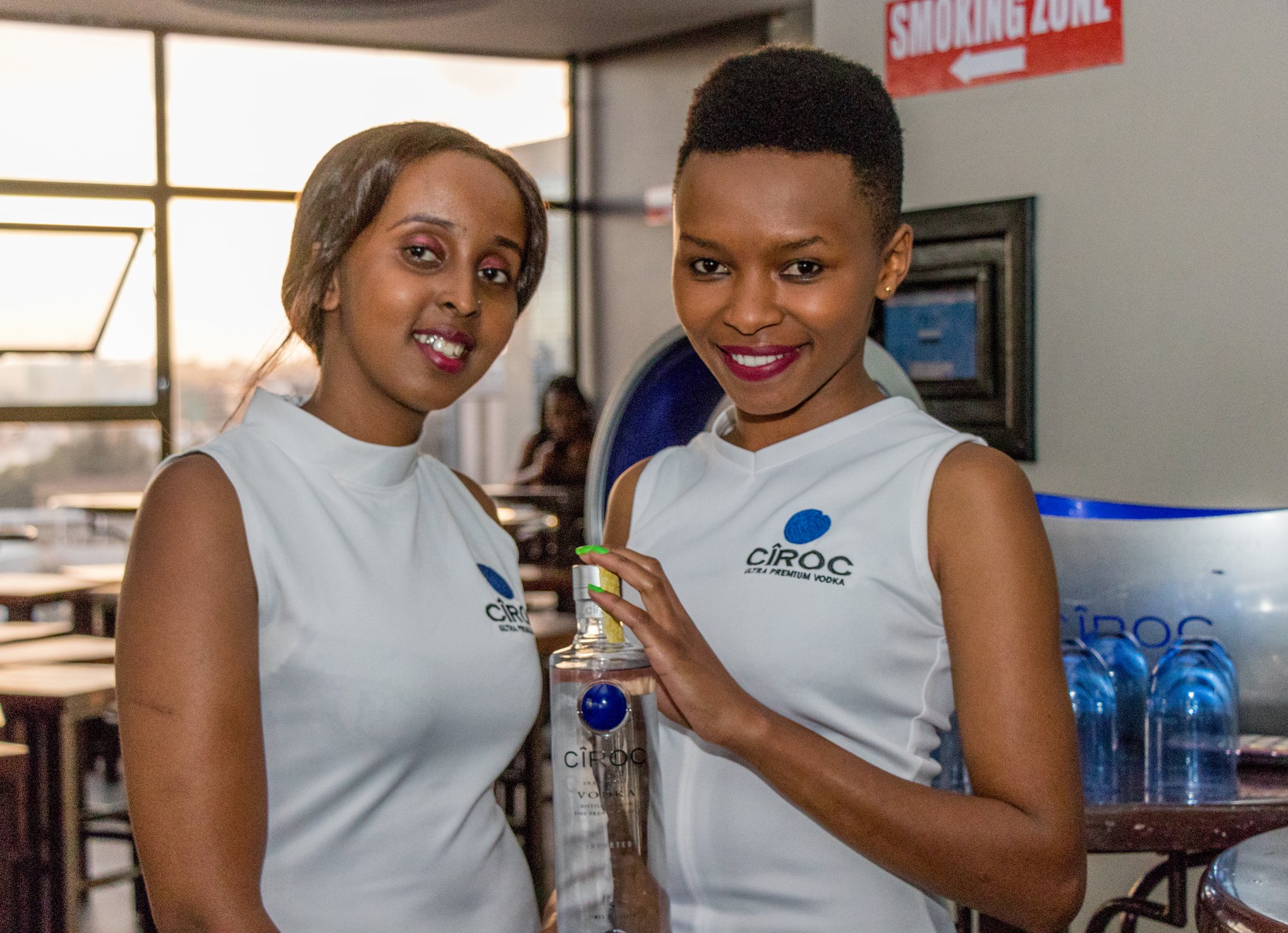 L-R)Ciroc Models Yarei Neyma and Angeline Wambui at 40 Forty Lounge on 11th August 2018. CîrocTM has partnered with event-based company ‘Cocktails and Conversations’ to promote the cocktail culture in Kenya; offering connoisseurs and luxury jetsetters the ultimate drinking experience coupled with great conversation, the finest cocktails and an effortless engagement. 