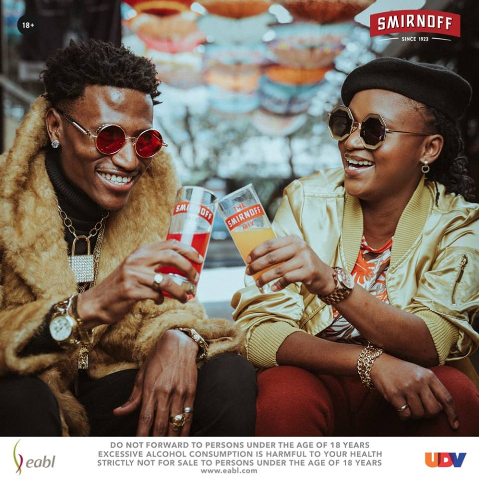 Octopizzo and Fena Gitu revealed as the new face and brand ambassador for Smirnoff Kenya. photo credit: Twitter/SmirnoffKE