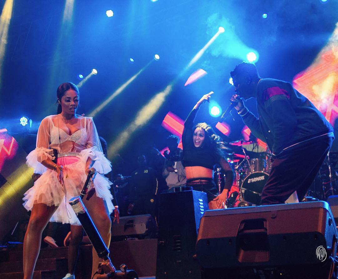 Tiwa Savage giving a thrilling performance at Redsan's 'Baddest' album party on Saturday at the Carnivore Grounds. photo credit: Instagram/tiwasavage