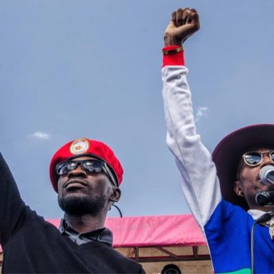 Kanye West meets with Yoweri Museveni and gives him a pair of Yeezy 350 V2