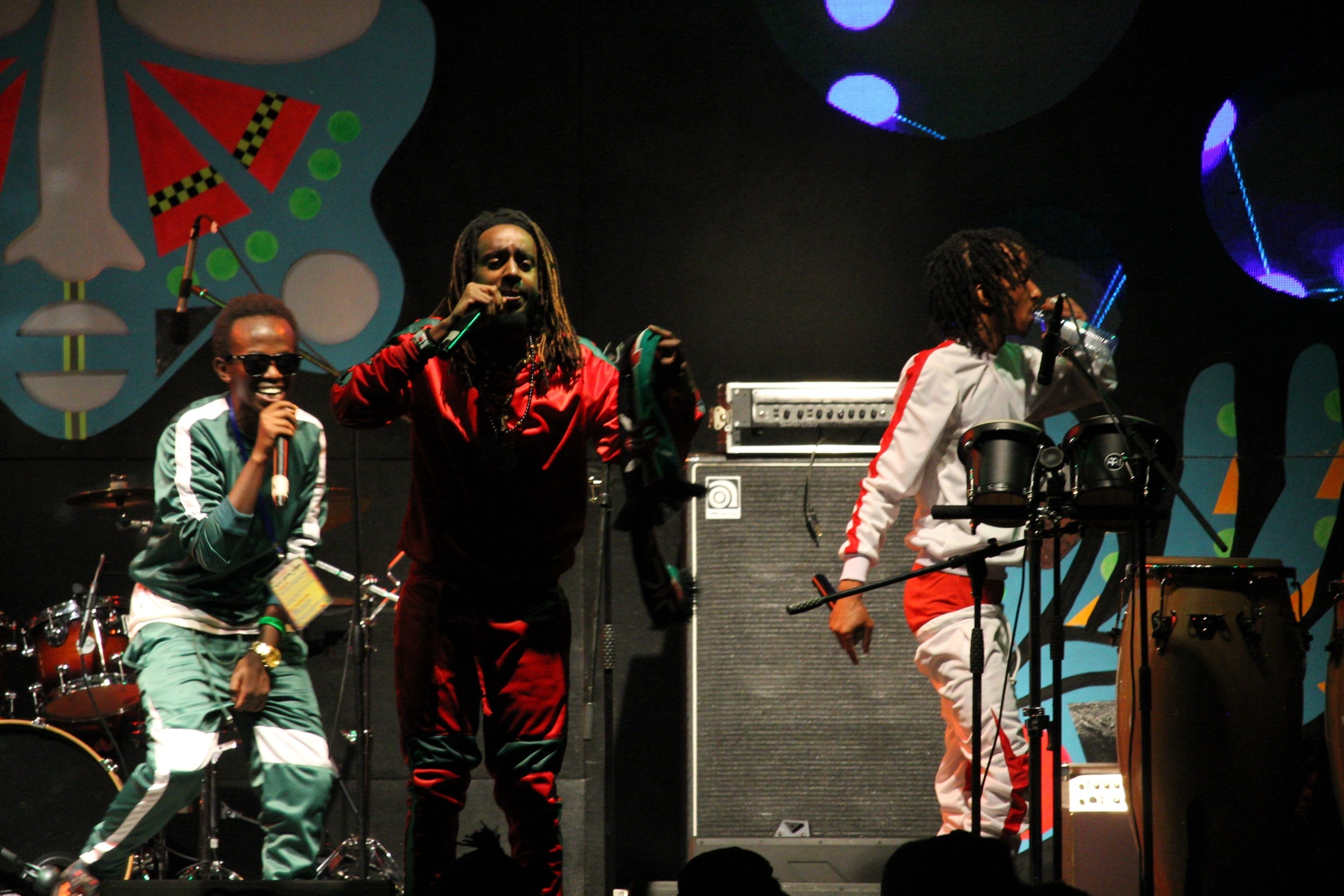 From left to right: Kay Green, Dope-I-Mean and Boutross performing at the Nyege Nyege festival in Uganda