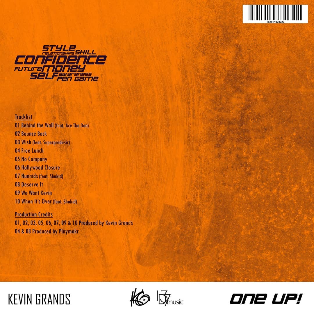 Kevin Grands' official back album cover for 'One Up!'. photo credit: Instagram/kevin.grands