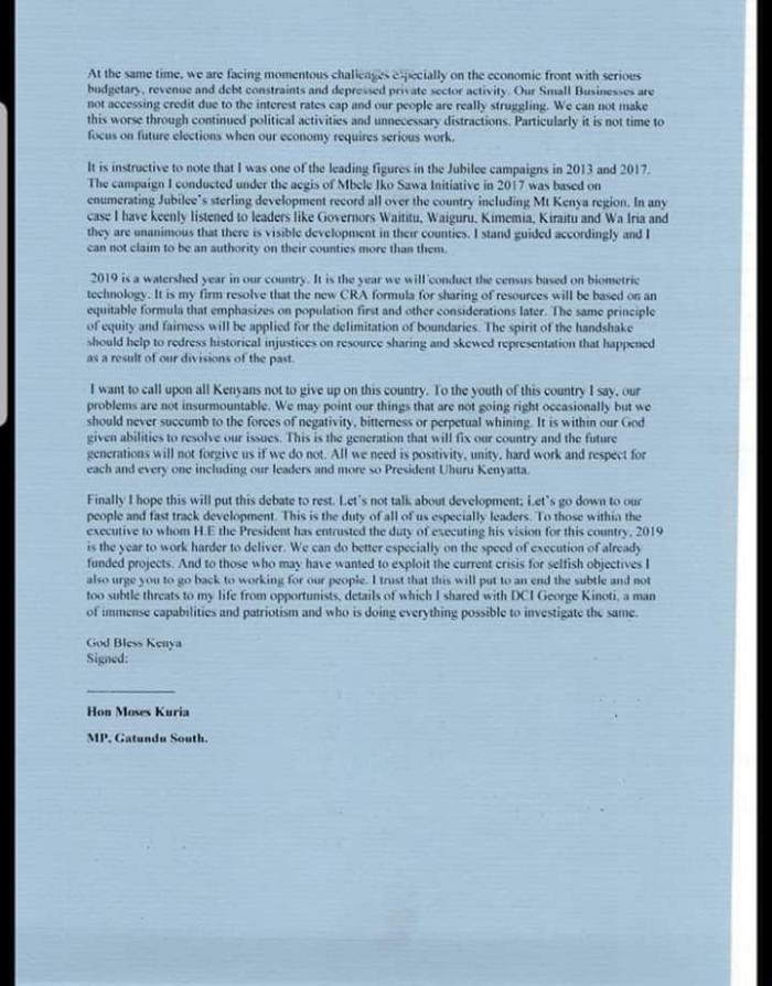Gatundu South MP, Moses Kuria press statement