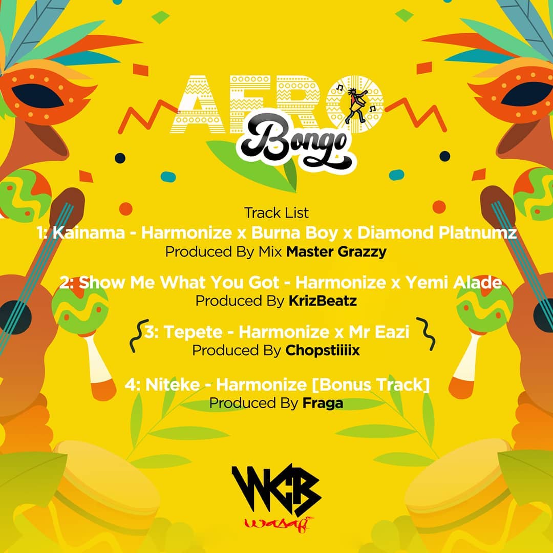 Harmonize's EP 'Afro Bongo' back cover art. photo credit: Instagram/harmonize_tz