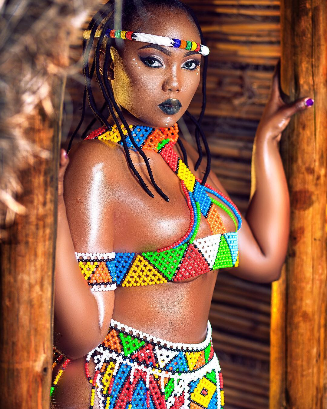 Sanchoka as a Zulu woman. photo credit: Instagram/sanchiworld