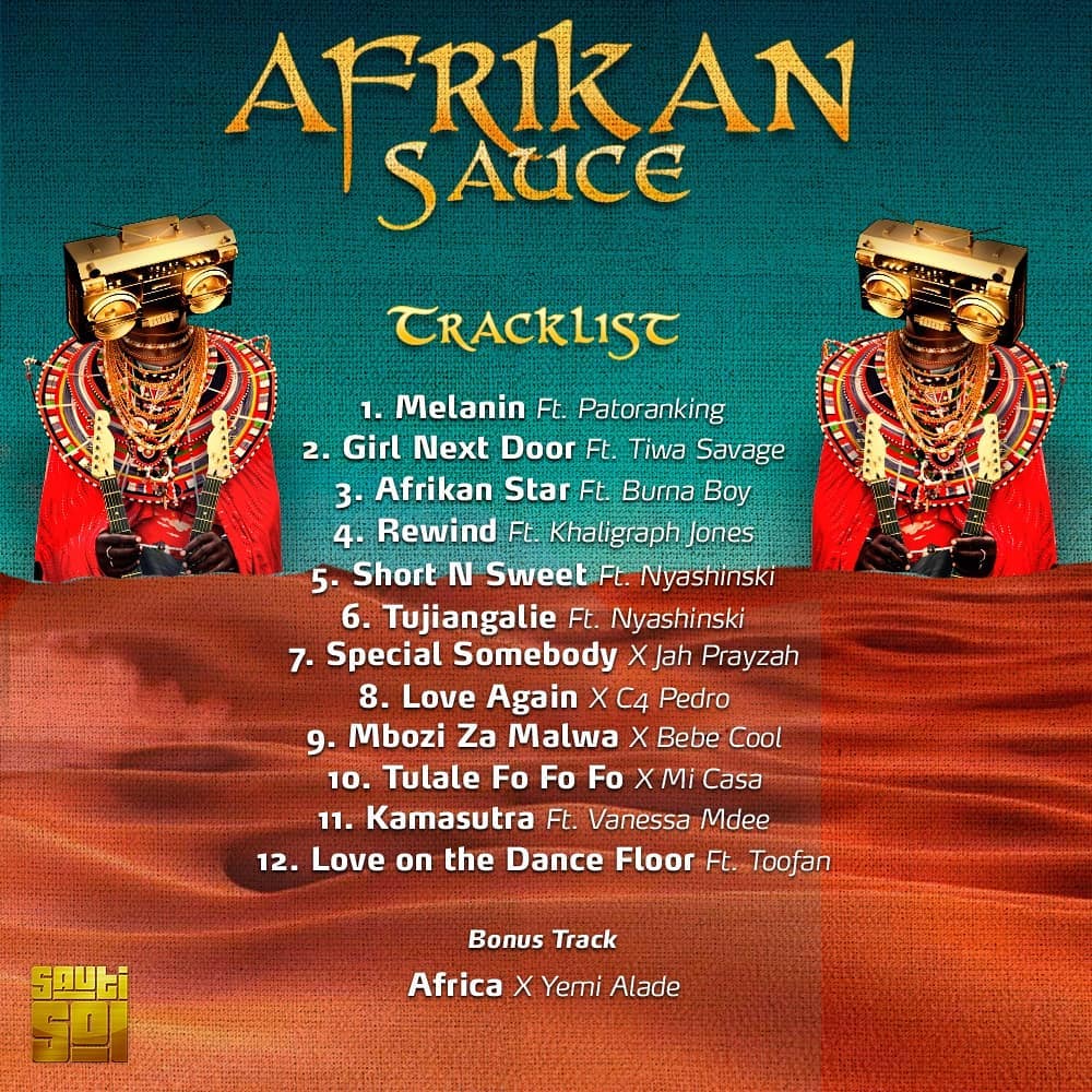 Sauti Sol's 'Afrikan Sauce' back cover art. photo credit: Instagram/sautisol