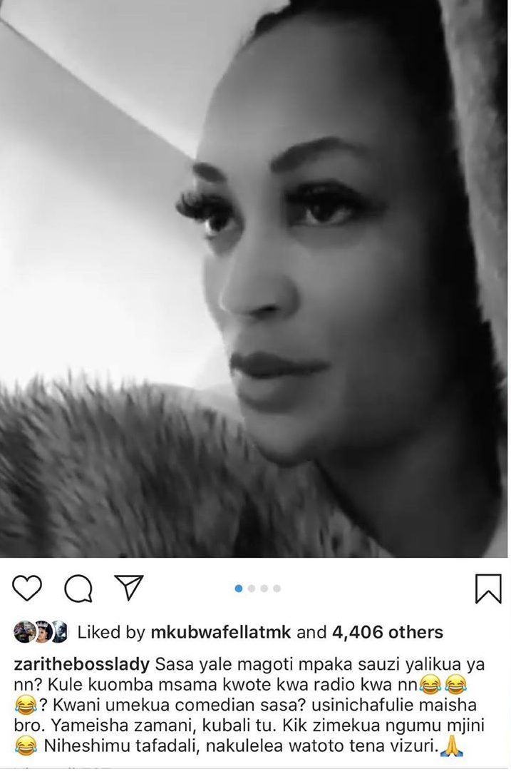 Zari's clap back post about Diamond Platnumz calling her a cheat