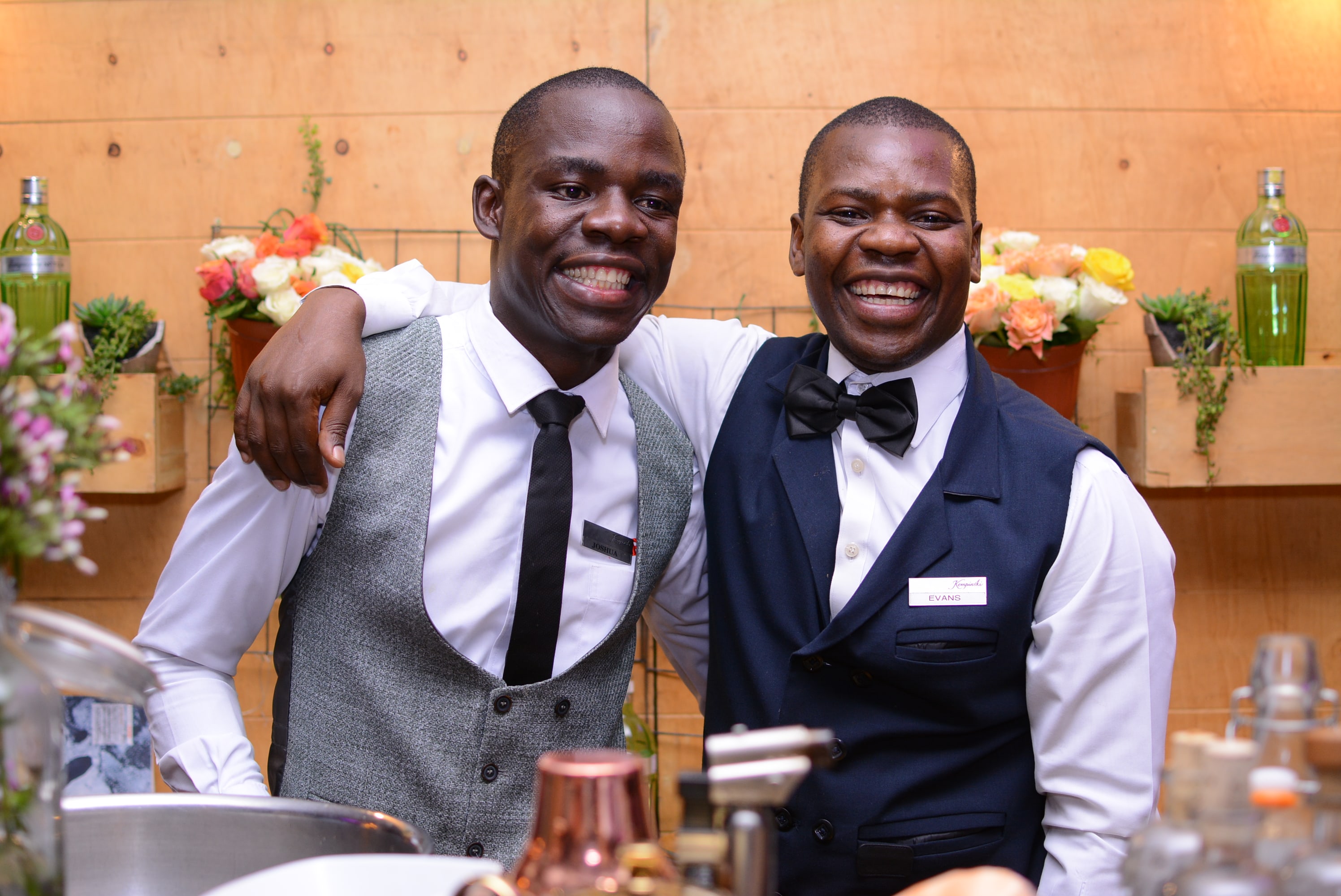 (L-R) Mixologists Joshua Wesonga and Evans Otieno during the World Class Kempinski cocktail competition on 30th April 2019.