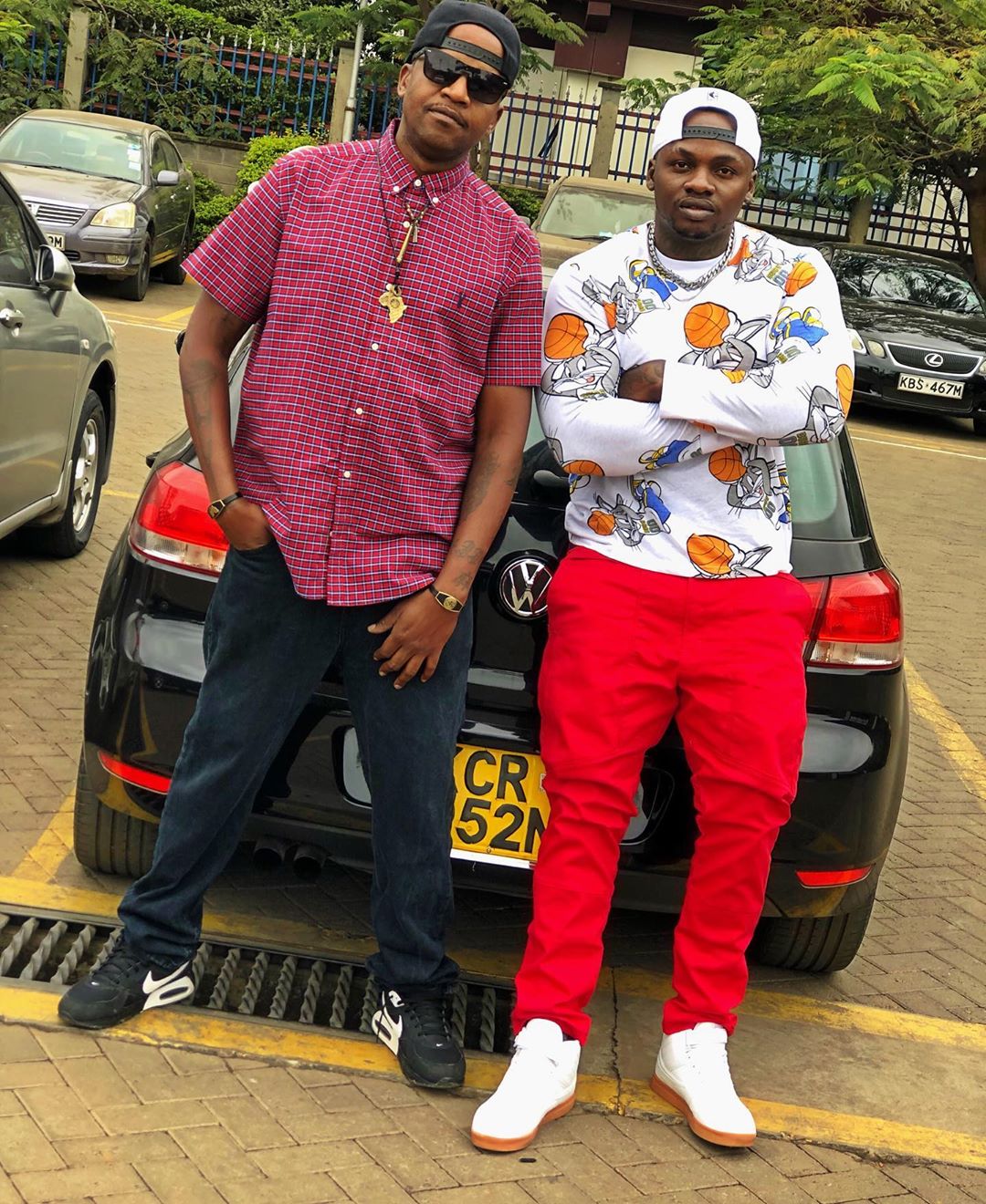 Khaligraph Jones and his mentor Abbas Kubaff who just landed from Malta where he has been living for 3 years. photo credit: Instagram/khaligraph_jones