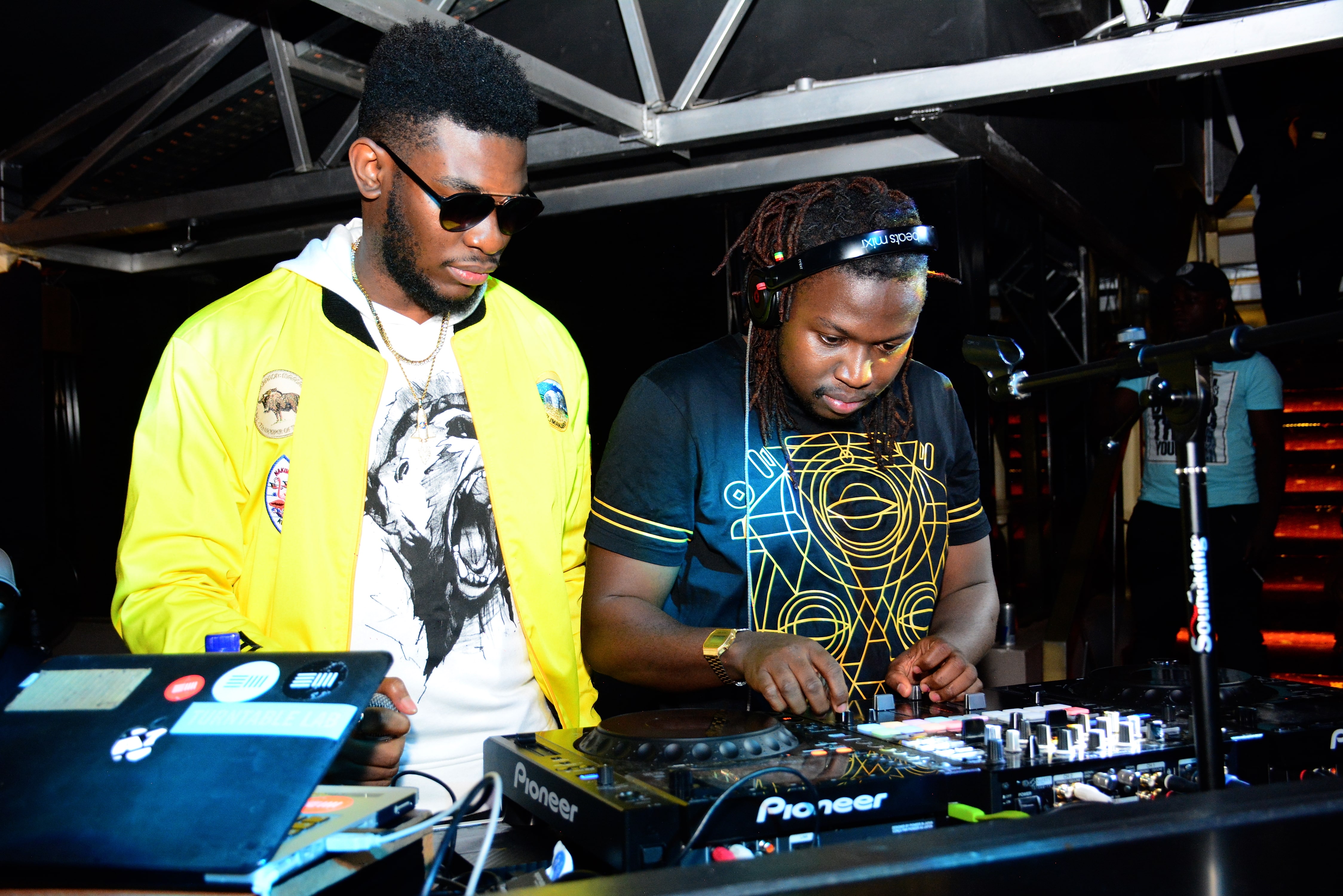 (L-R)Nigerian artiste Nanso Amadi and Twin Dj during the third edition of the Ciroc Life Party series at Milan.
