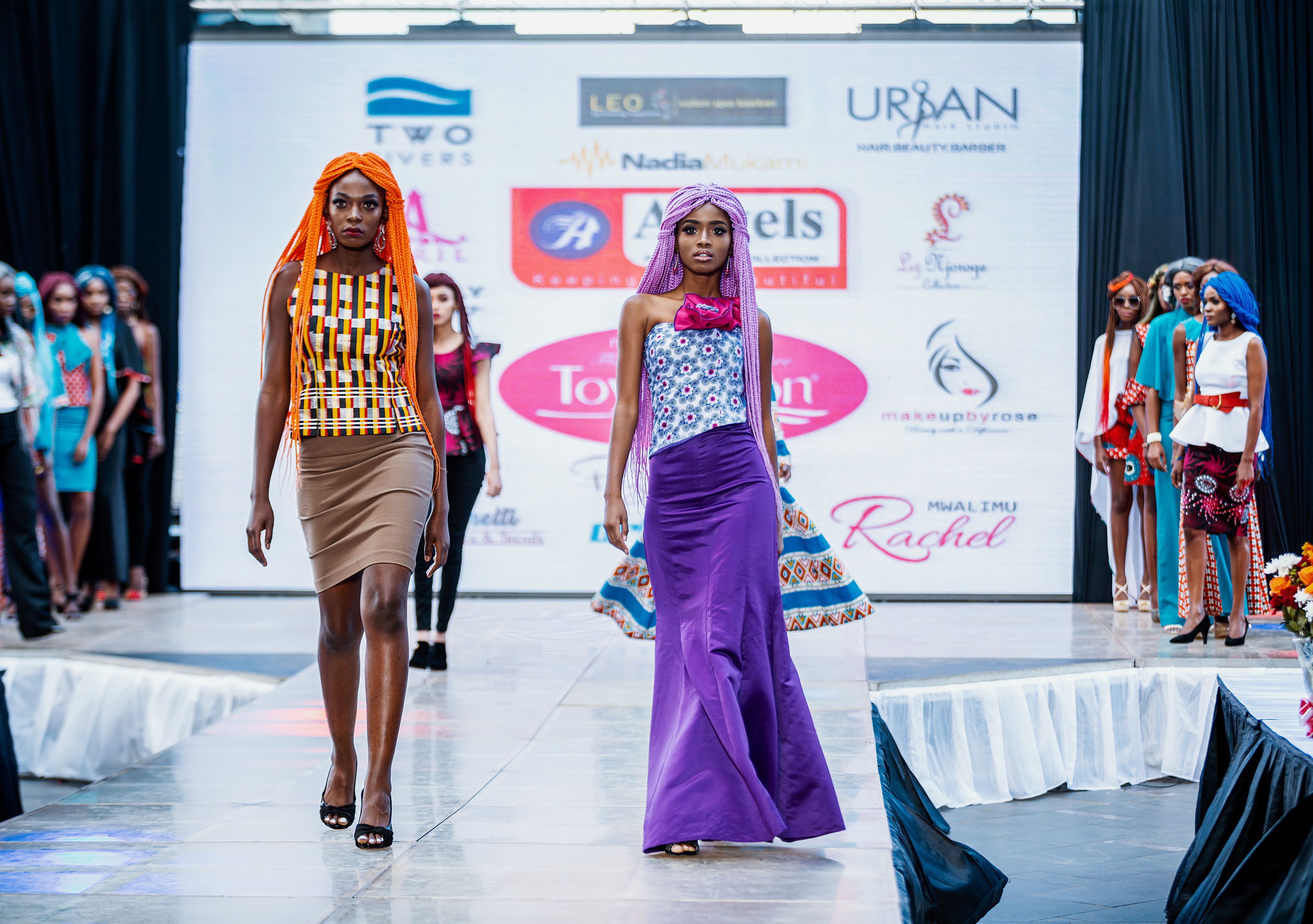 Models showcasing Liz Njoroge's collection and latest Braids from Angel's Braid category. photo credit: Laurent Bosire