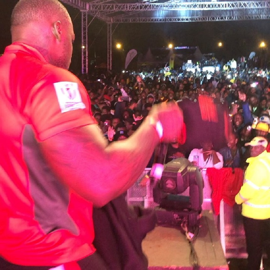 Khaligraph Jones on stage performing live