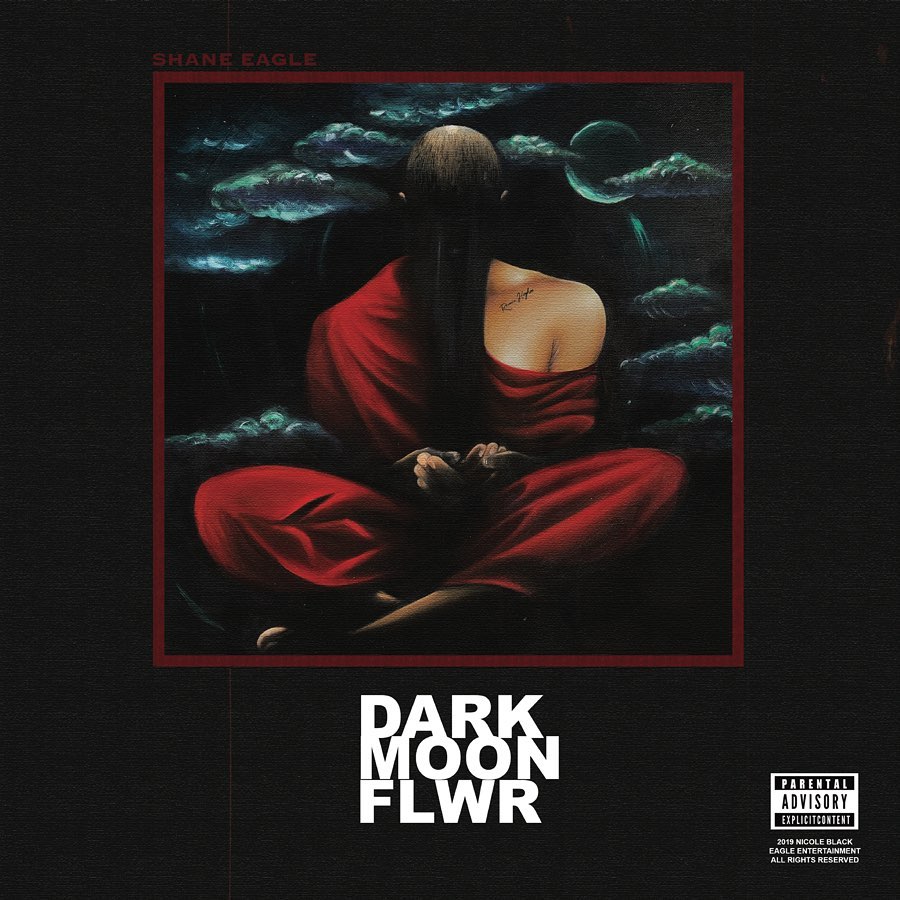 the official front cover art for Shane Eagle's debut mixtape 'Dark Moon Flower' as designed by his talented artist girlfriend, Nicole Swartz. photo credit: Instagram/shane_eagle