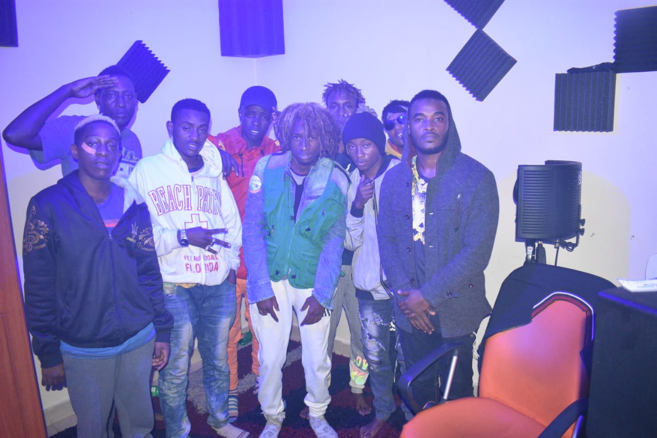 Sudi Boy in studio together with Boondocks Gang and Swat Mtoto Wa Eunice
