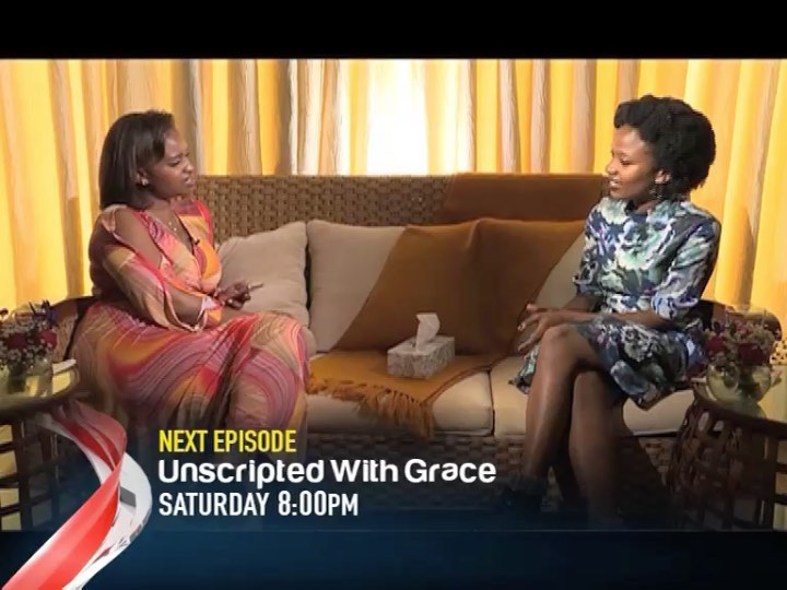 Grace Msalame sitting down with musician, Wendy Kemunto
