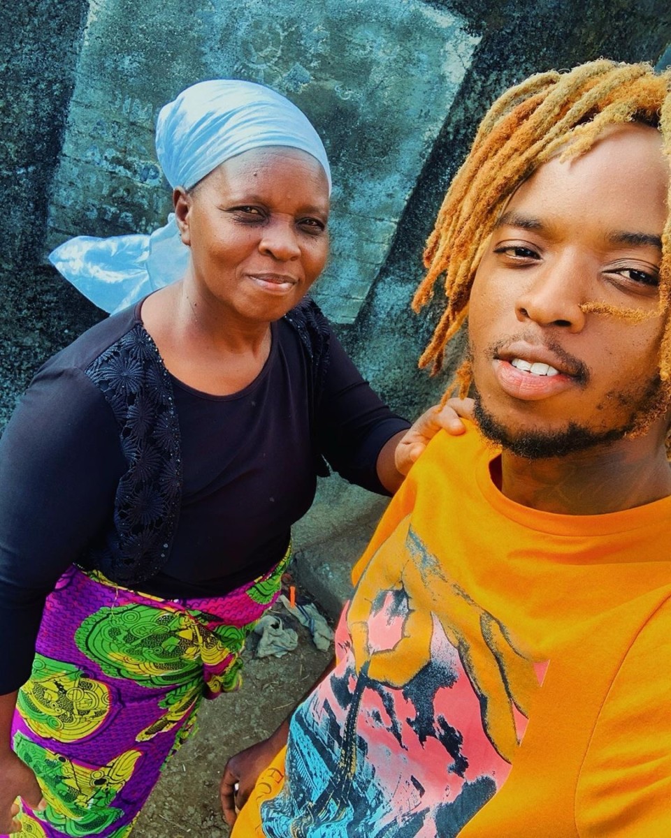 Magix Enga with his mother. Photo credit: Instagram/magix_enga