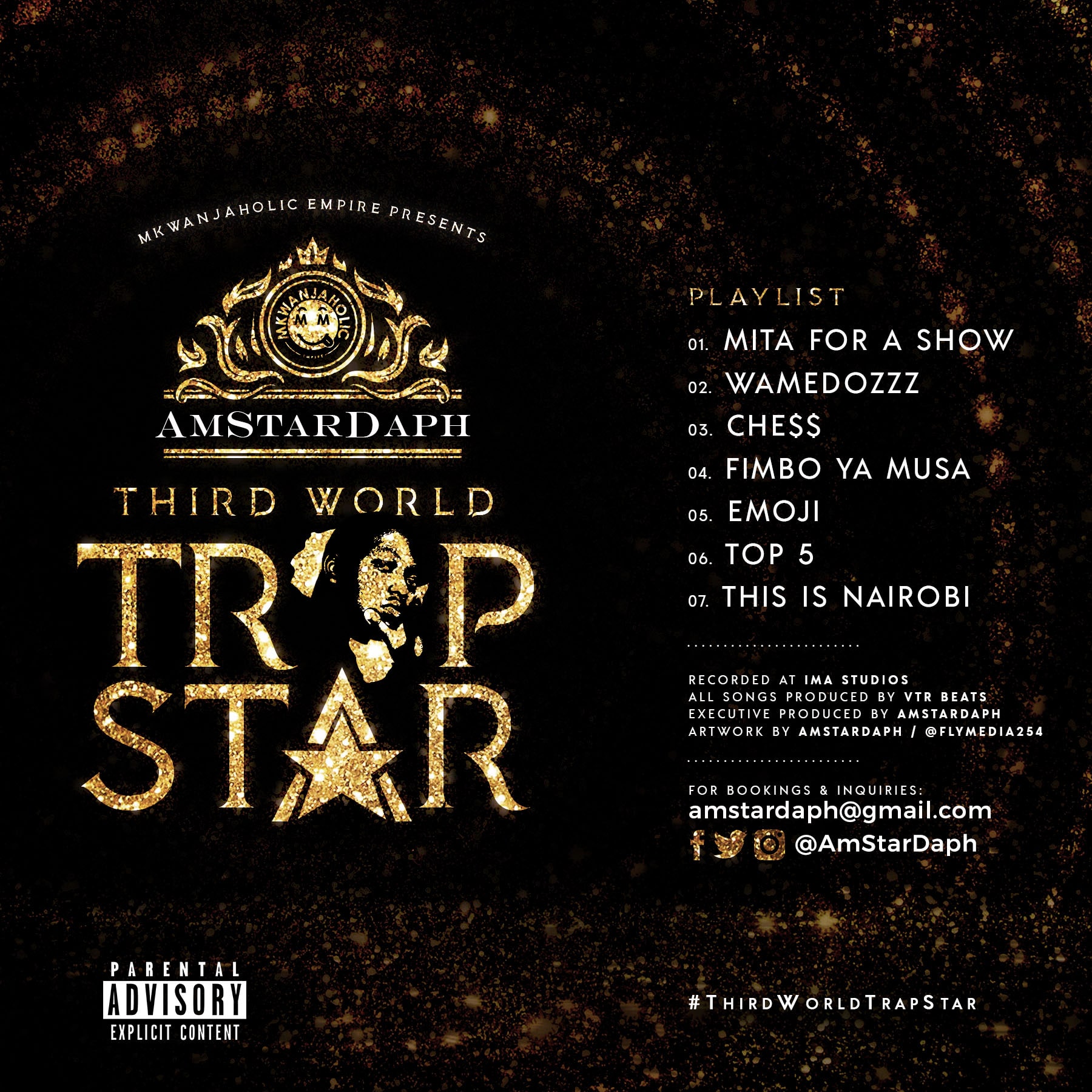 The official back cover art photo and tracklist for AmStarDaph's 'Third World Trapstar' which was released mid last year. Photo credit: Instagra/amstardaph