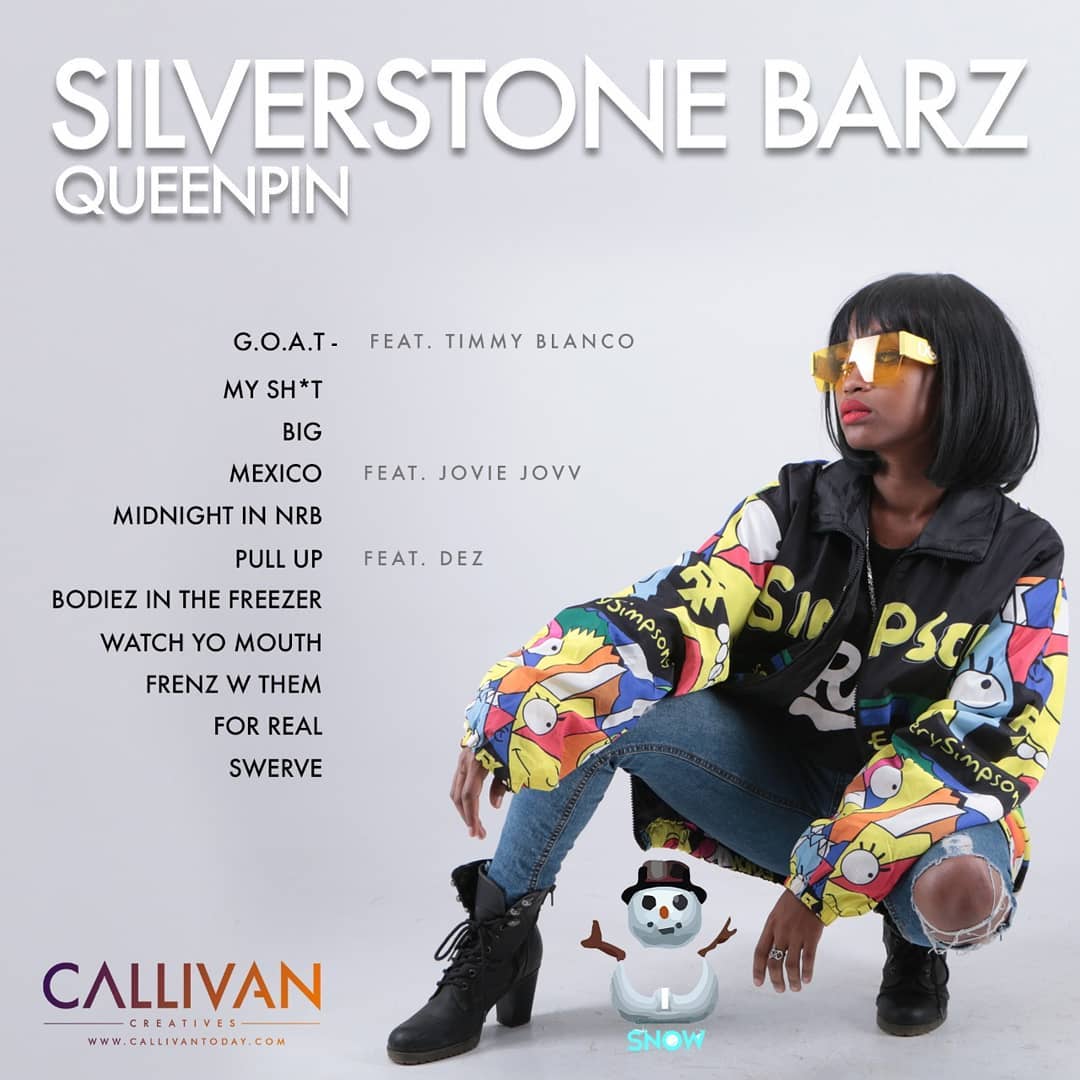 The official back cover art and tracklist for SilversTone Barz's 'Queenpin' mixtape. Photo credit: Instagram/silverstttone