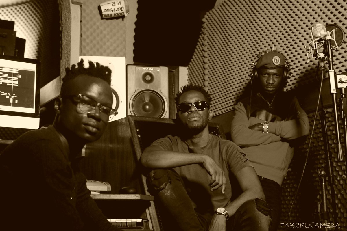 Bobi Wine in the studio with Nubian Li on the recording session for Coronavirus Alert song which has since taken netizens by storm. Everybody wants a piece of this music. Photo credit: TabzkuCamera