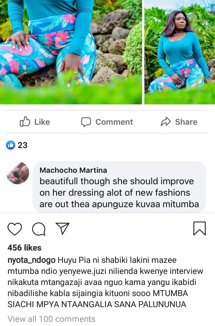 Nyota Ndogo answering her fan on wearing mitumba