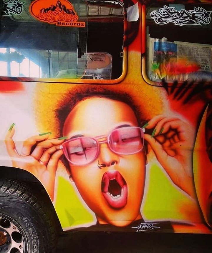 Azziad Nasenya's face drawn on a Nairobi-plighting matatu appreciating her through the matatu culture. Most socialites, actors, musicians, politicians don't have the privilege of having their face drawn on a matatu.