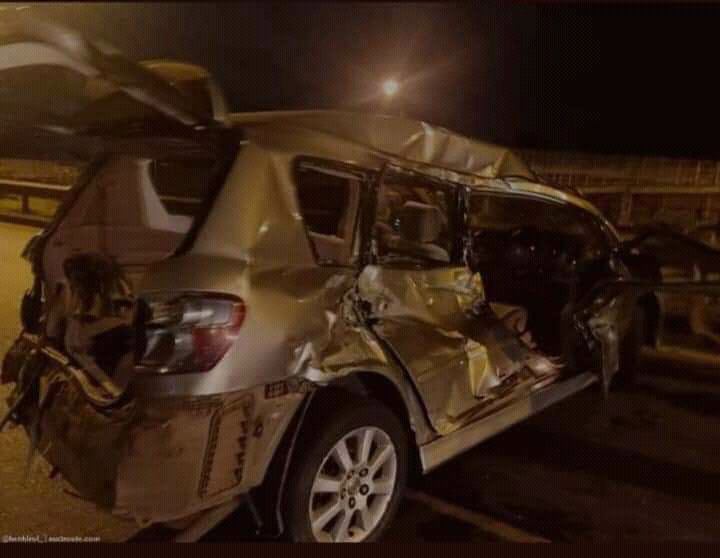The car that the late popular Kikuyu Benga musician Jimmy Wayuni was driving prior to his untimely demise. Photo credit: Twitter