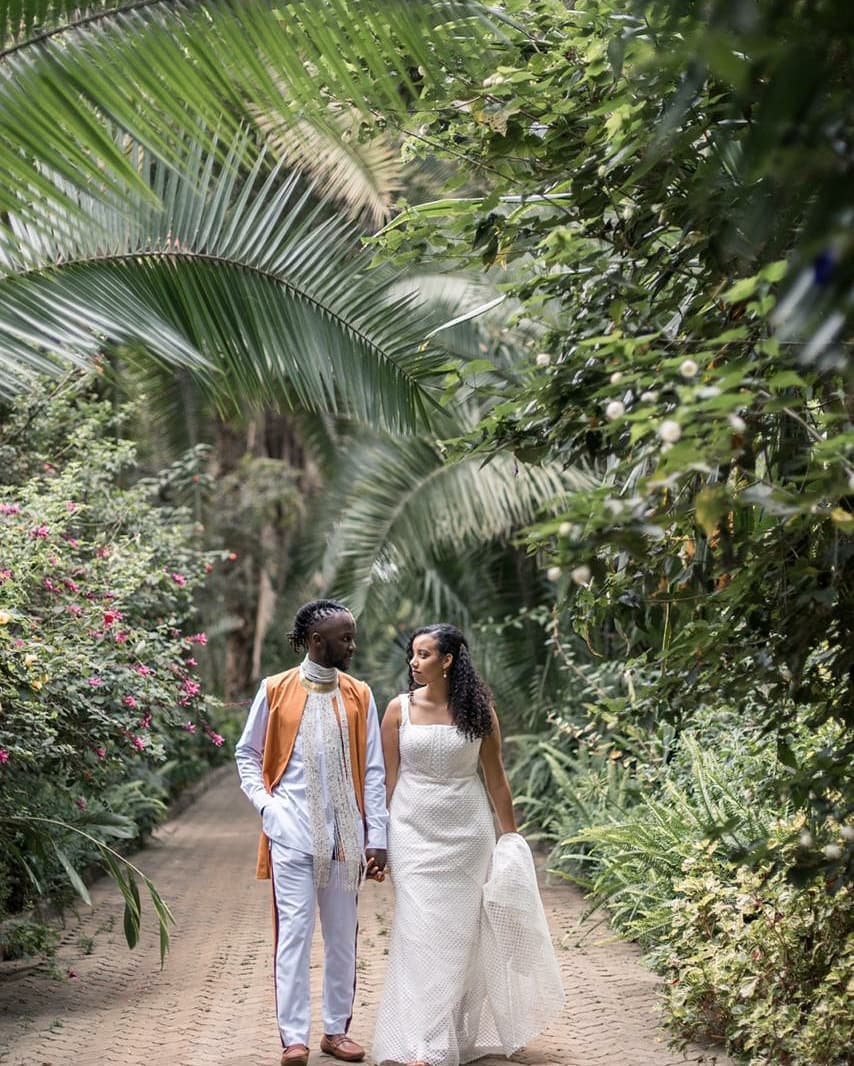 Wanja Wahoro and Junior Nyong'o tied the knot in a low-key wedding at Zereniti House. Photo credit: Instagram/wanjawohoro