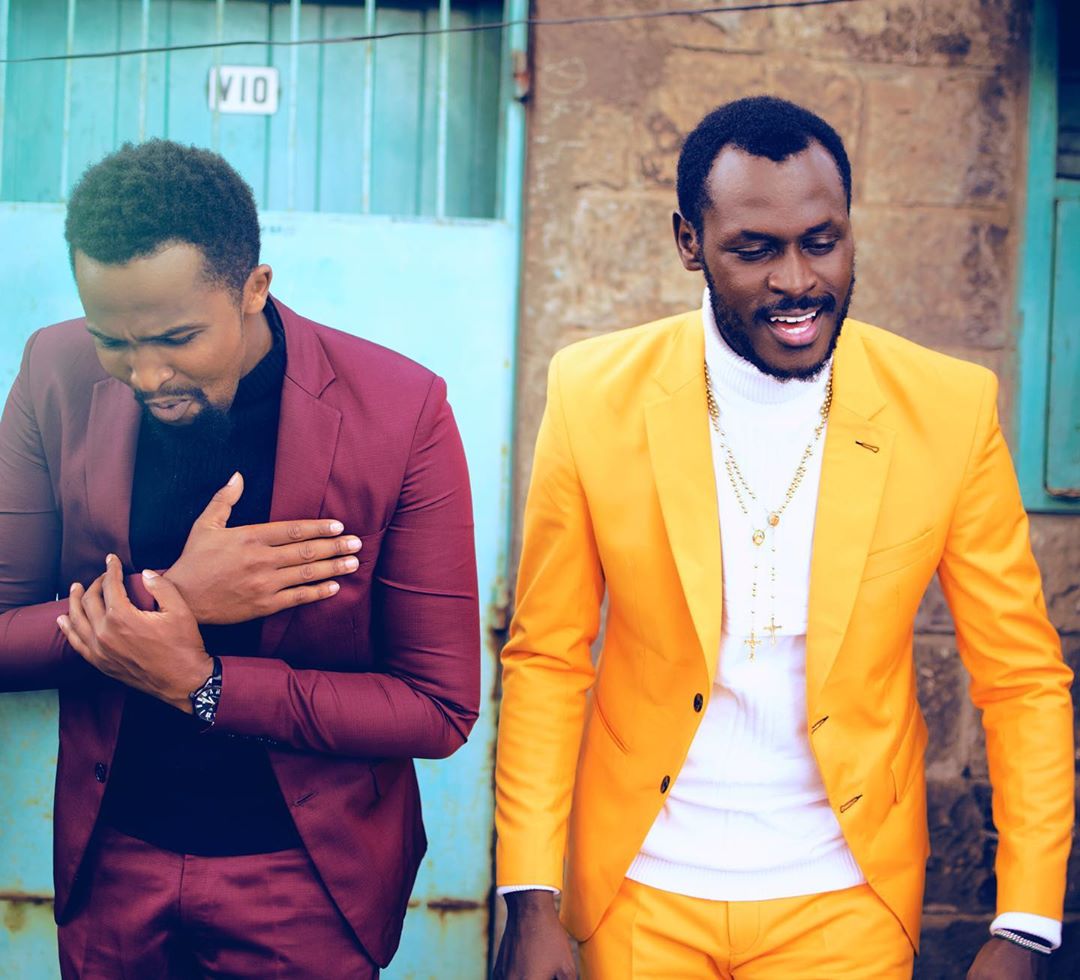King Kaka and Pascal Tokodi on set of 'Nakulove' music video shoot that featured Papa Shirandula on the cameo together with Yasmin 'Maria' Said. Photo credit: Instagram/thekingkaka